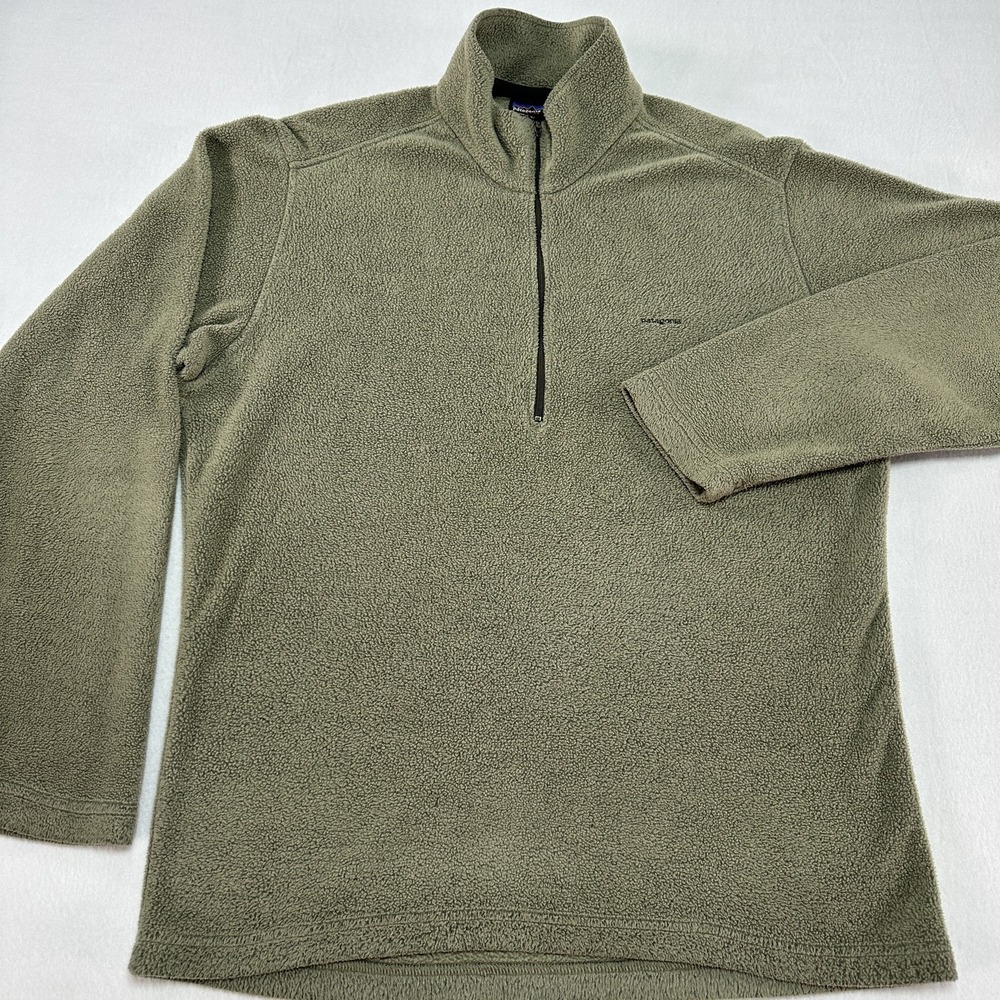 Patagonia Capilene Pullover Mens Medium Green 1/4 Zip Fleece Hiking Vintage